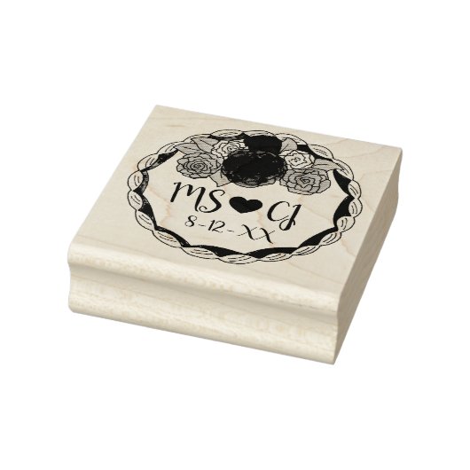 パーソナライズされたイニシャルの結婚ケーキ日付スタンプ ラバースタンプ (スタンプ)