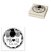 パーソナライズされたイニシャルの結婚ケーキ日付スタンプ ラバースタンプ (押印)