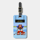 パーソナライズされたイニシャルアイスホッケー ラゲッジタグ (正面縦)