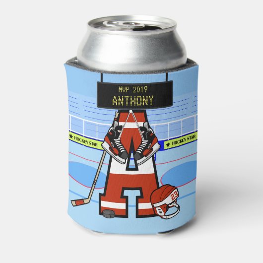 パーソナライズされたイニシャルアイスホッケー 缶クーラー (缶裏面)