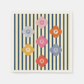 パーソナライズされたイニシャルストライプの数々の色 スタンダードカクテルナプキン (正面)