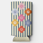 パーソナライズされたイニシャルストライプの数々の色 スリム缶クーラー (裏面)