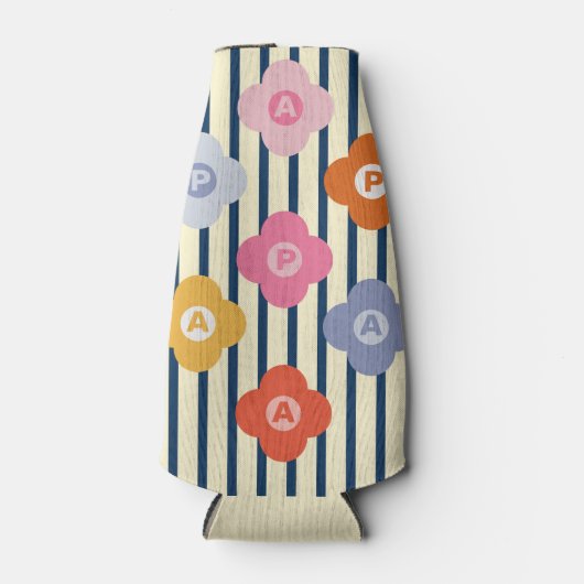 パーソナライズされたイニシャルストライプの数々の色 ボトルクーラー (正面)