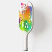 パーソナライズされたイニシャルトレンディーカラフル絵を描スプラ ピックルボールラケット (左)
