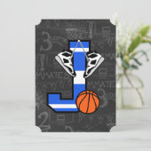 パーソナライズされたイニシャルバスケットボールレターJ 招待状 (スタンド正面)