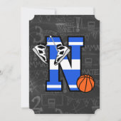 パーソナライズされたイニシャルバスケットボールレターN 招待状 (正面)