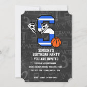 パーソナライズされたイニシャルバスケットボール文字S 招待状 (裏面)