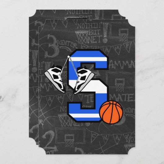 パーソナライズされたイニシャルバスケットボール文字S 招待状 (正面/裏面)