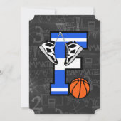 パーソナライズされたイニシャルバスケットボールF 招待状 (正面)