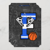 パーソナライズされたイニシャルバスケットボールF 招待状 (正面/裏面)