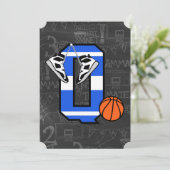 パーソナライズされたイニシャルバスケットボールQ 招待状 (スタンド正面)