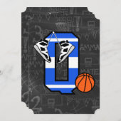 パーソナライズされたイニシャルバスケットボールQ 招待状 (正面/裏面)