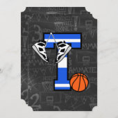 パーソナライズされたイニシャルバスケットボールT 招待状 (正面/裏面)