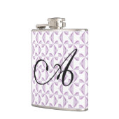 パーソナライズされたイニシャルパープルピンホイール フラスク (左)