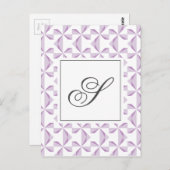 パーソナライズされたイニシャルパープルピンホイール ポストカード (正面/裏面)