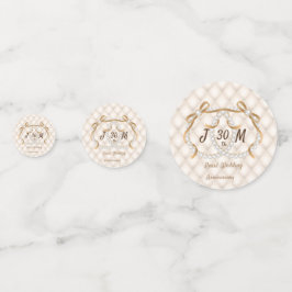 パーソナライズされたイニシャルパールリボンテーブル紙吹雪 コンフェッティ