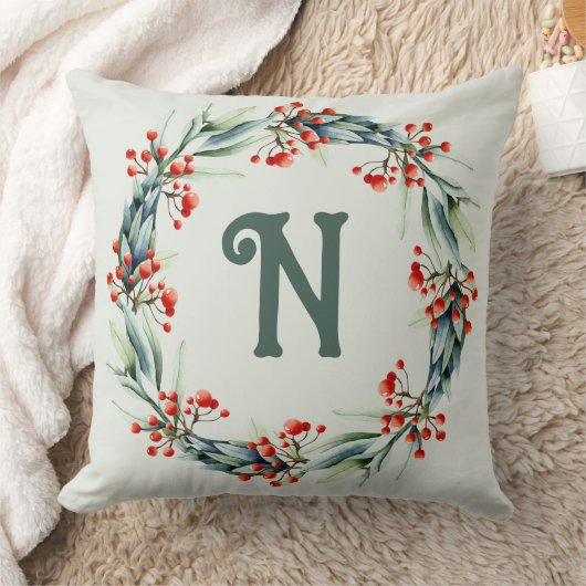 パーソナライズされたイニシャルフェスティバルリース装飾用クッション クッション (ブランケット)