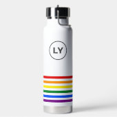 パーソナライズされたイニシャルプライドフラグストライプ白 ウォーターボトル (左面)