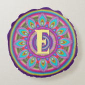 パーソナライズされたイニシャルラウンドスロークッション ラウンドクッション (裏面)