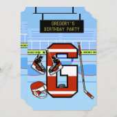 パーソナライズされたイニシャルレターGアイスホッケー 招待状 (正面/裏面)