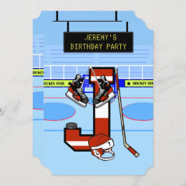パーソナライズされたイニシャルレターJアイスホッケー 招待状