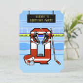 パーソナライズされたイニシャルレターQアイスホッケー 招待状 (スタンド正面)