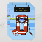 パーソナライズされたイニシャルレターQアイスホッケー 招待状 (正面/裏面)