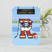 パーソナライズされたイニシャルレターRアイスホッケー 招待状 (スタンド正面)