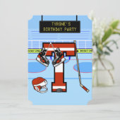 パーソナライズされたイニシャルレターTアイスホッケー 招待状 (スタンド正面)