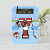 パーソナライズされたイニシャルレターYアイスホッケー 招待状 (スタンド正面)