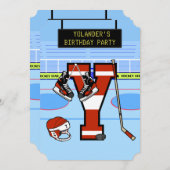 パーソナライズされたイニシャルレターYアイスホッケー 招待状 (正面/裏面)