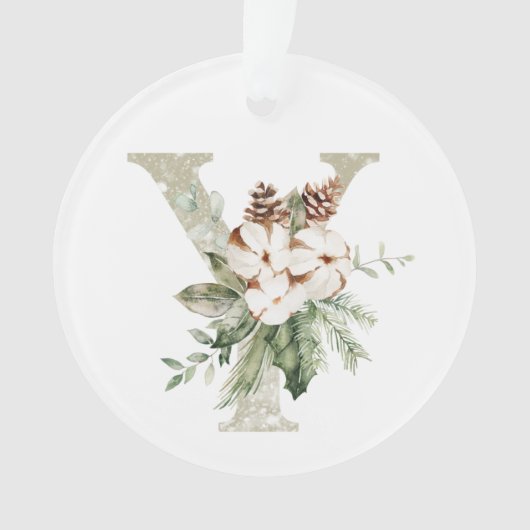 パーソナライズされたイニシャル付きクリスマス飾り オーナメント (正面)