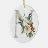 パーソナライズされたイニシャル付きクリスマス飾り セラミックオーナメント (右)