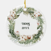 パーソナライズされたイニシャル付きクリスマス飾り セラミックオーナメント (裏面)