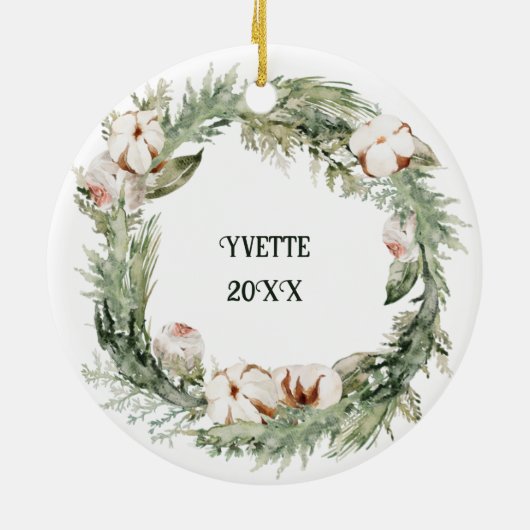 パーソナライズされたイニシャル付きクリスマス飾り セラミックオーナメント (裏面)