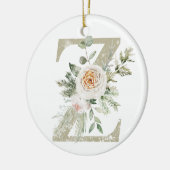 パーソナライズされたイニシャル付きクリスマス飾り セラミックオーナメント (左)