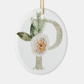 パーソナライズされたイニシャル付きクリスマス飾り セラミックオーナメント (右)