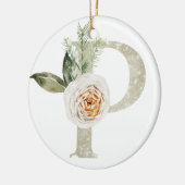 パーソナライズされたイニシャル付きクリスマス飾り セラミックオーナメント (左)