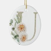 パーソナライズされたイニシャル付きクリスマス飾り セラミックオーナメント (右)