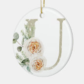 パーソナライズされたイニシャル付きクリスマス飾り セラミックオーナメント (左)