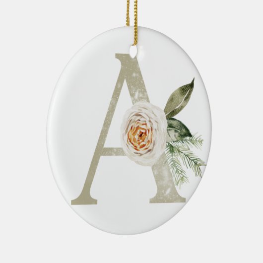 パーソナライズされたイニシャル付きクリスマス飾り セラミックオーナメント (右)