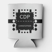 パーソナライズされたイニシャル名ダイヤモンドシェイプ黒 缶クーラー (正面)