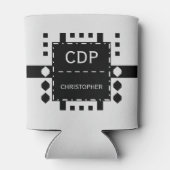 パーソナライズされたイニシャル名ダイヤモンドシェイプ黒 缶クーラー (裏面)