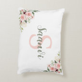 パーソナライズされたイニシャル名バラ枕 アクセントクッション (裏面(縦))