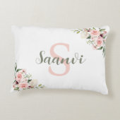 パーソナライズされたイニシャル名バラ枕 アクセントクッション (裏面)