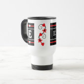 パーソナライズされたイニシャル名(赤) トラベルマグ (正面左)