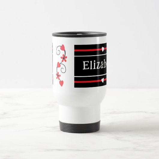パーソナライズされたイニシャル名(赤) トラベルマグ (中央)