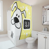 パーソナライズされたイニシャル白黒の犬 シャワーカーテン (インサイチュ)