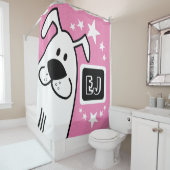 パーソナライズされたイニシャル白黒の犬 シャワーカーテン (インサイチュ)