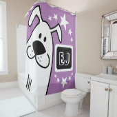 パーソナライズされたイニシャル白黒の犬 シャワーカーテン (インサイチュ)
